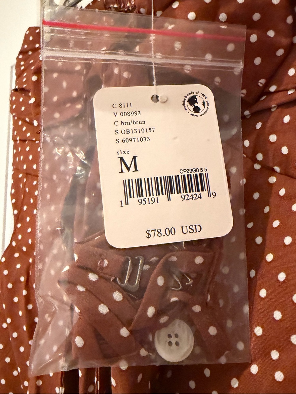 NWT Free People Be Mine Brown Polka Dot Tie-Front Strapless Top - Picture 9 of 12